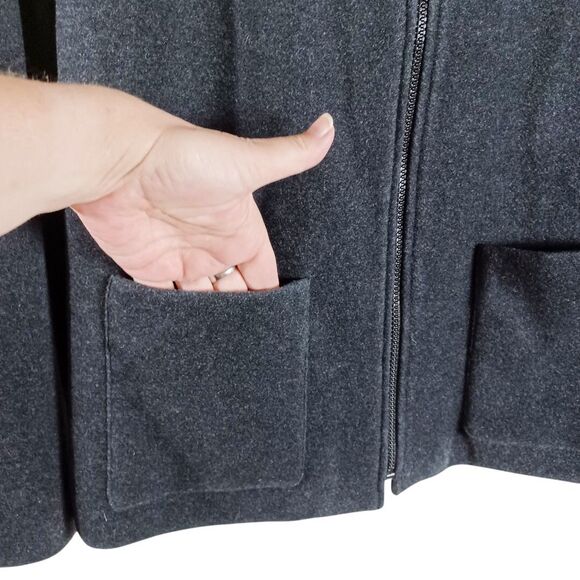 NWT $178 Esprit Basix Wool Blend Jacket M Dark Gray Vintage Y2K Zip Front Coat - Picture 4 of 8
